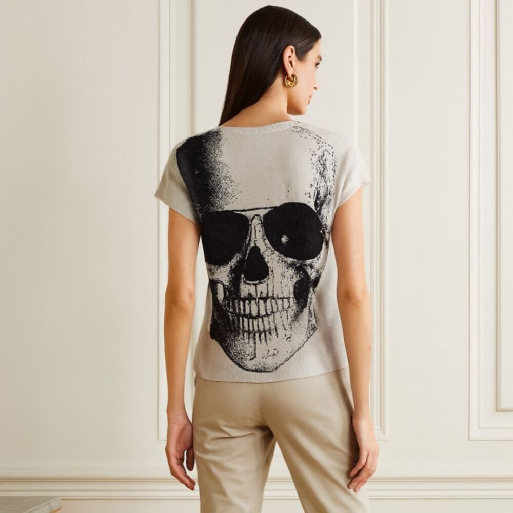 Skull Cashmere Back Skull Knit Shirt Top  Women's Size Small